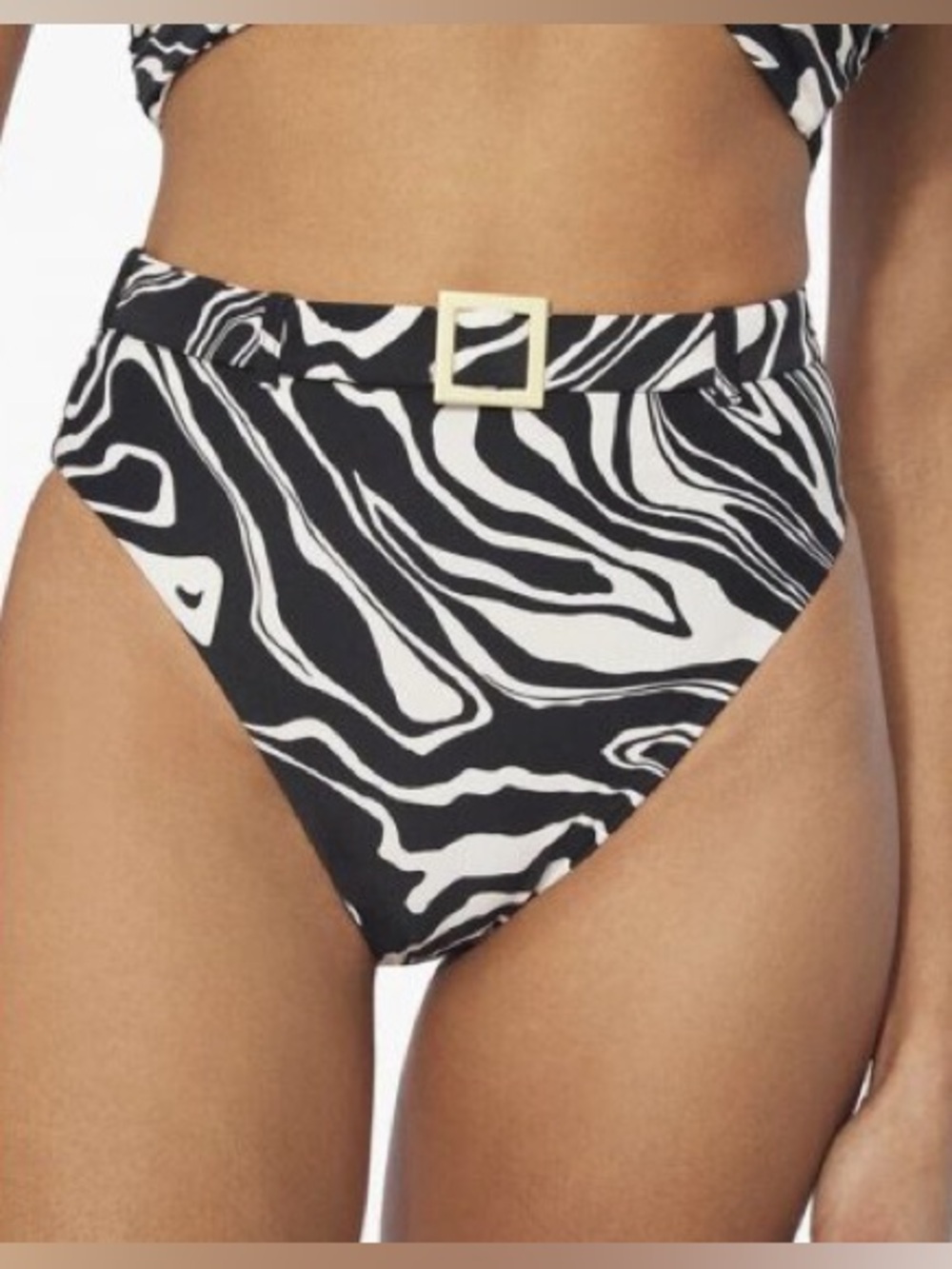 NWT We Wore What Emily Marble Swim Bikini Bottom L
